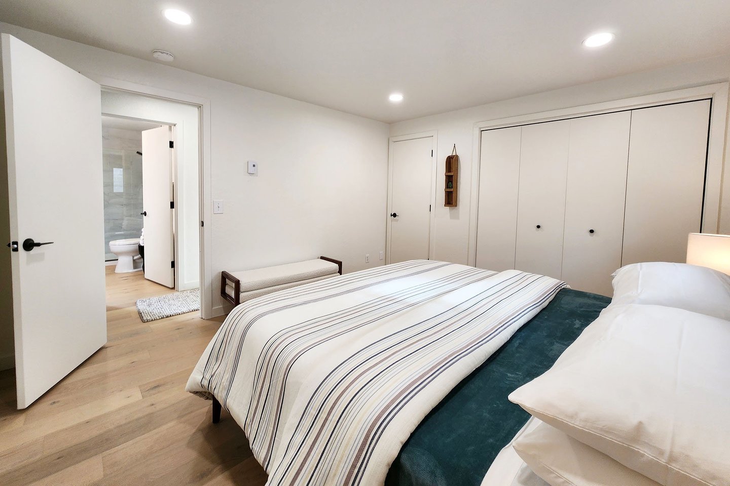 Across the hall is the bath for this bedroom.