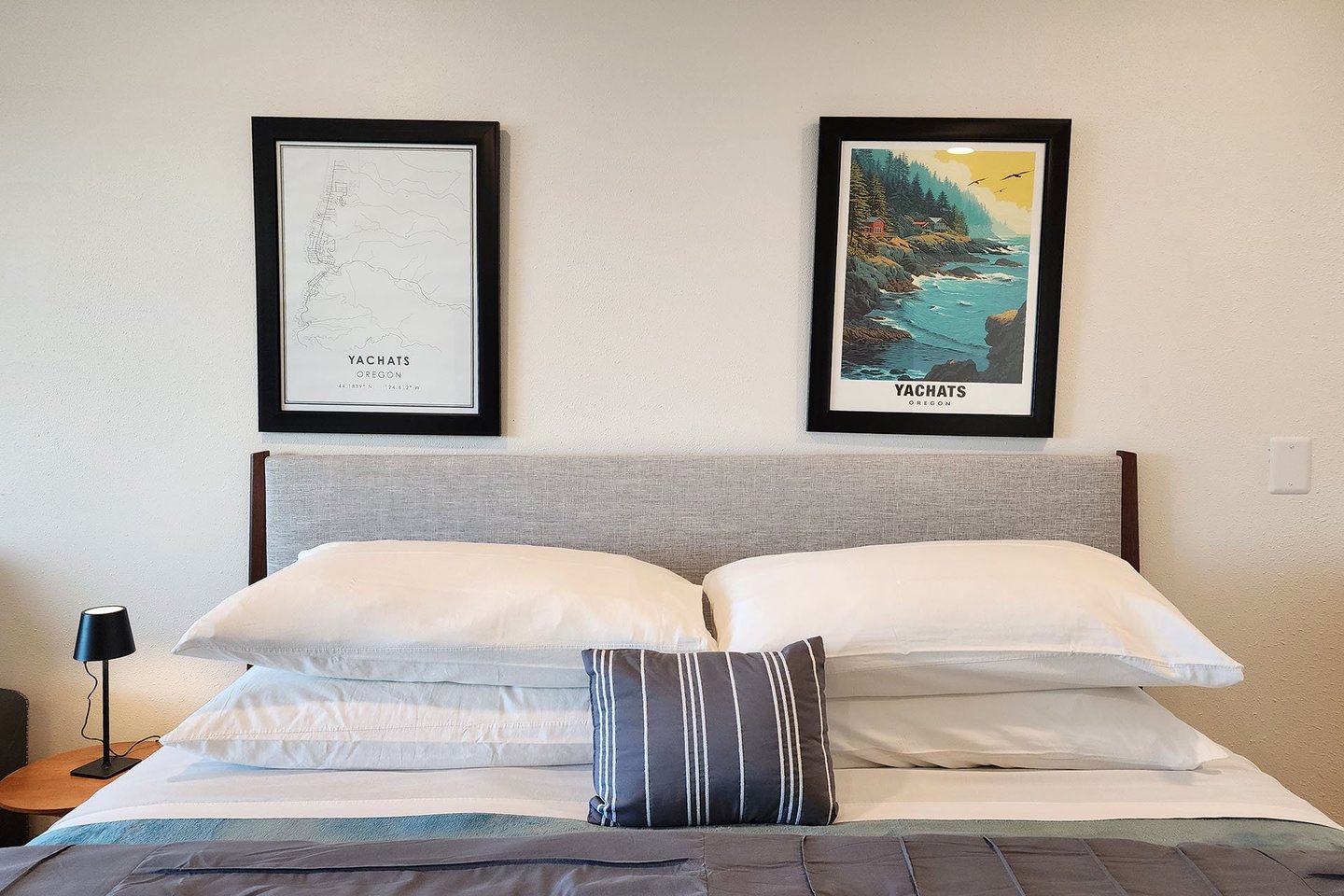 Comfy king bed to sleep the night away in.