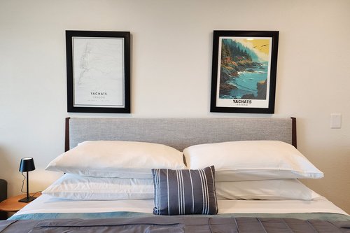 Comfy king bed to sleep the night away in.