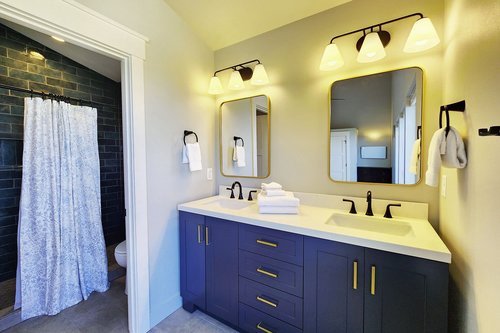 Primary ensuite with a beautiful tiled walk in shower.