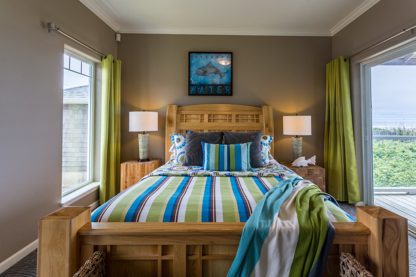 The queen bed is a perfect retreat after a day of beach combing.