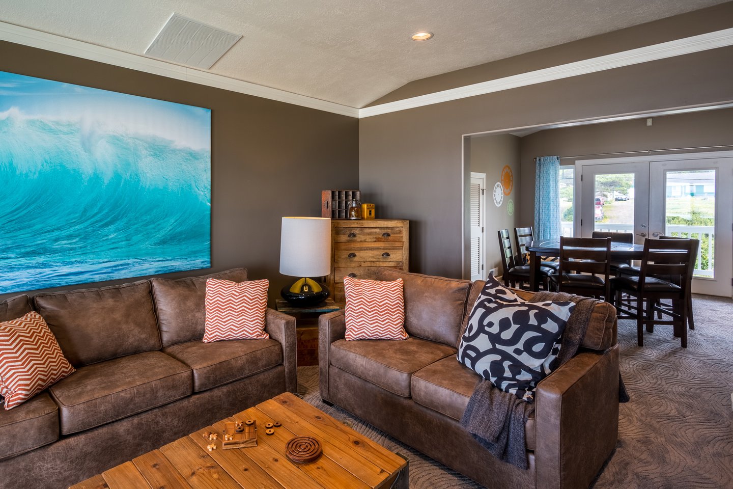 The great room upstairs is light and airy and spacious!