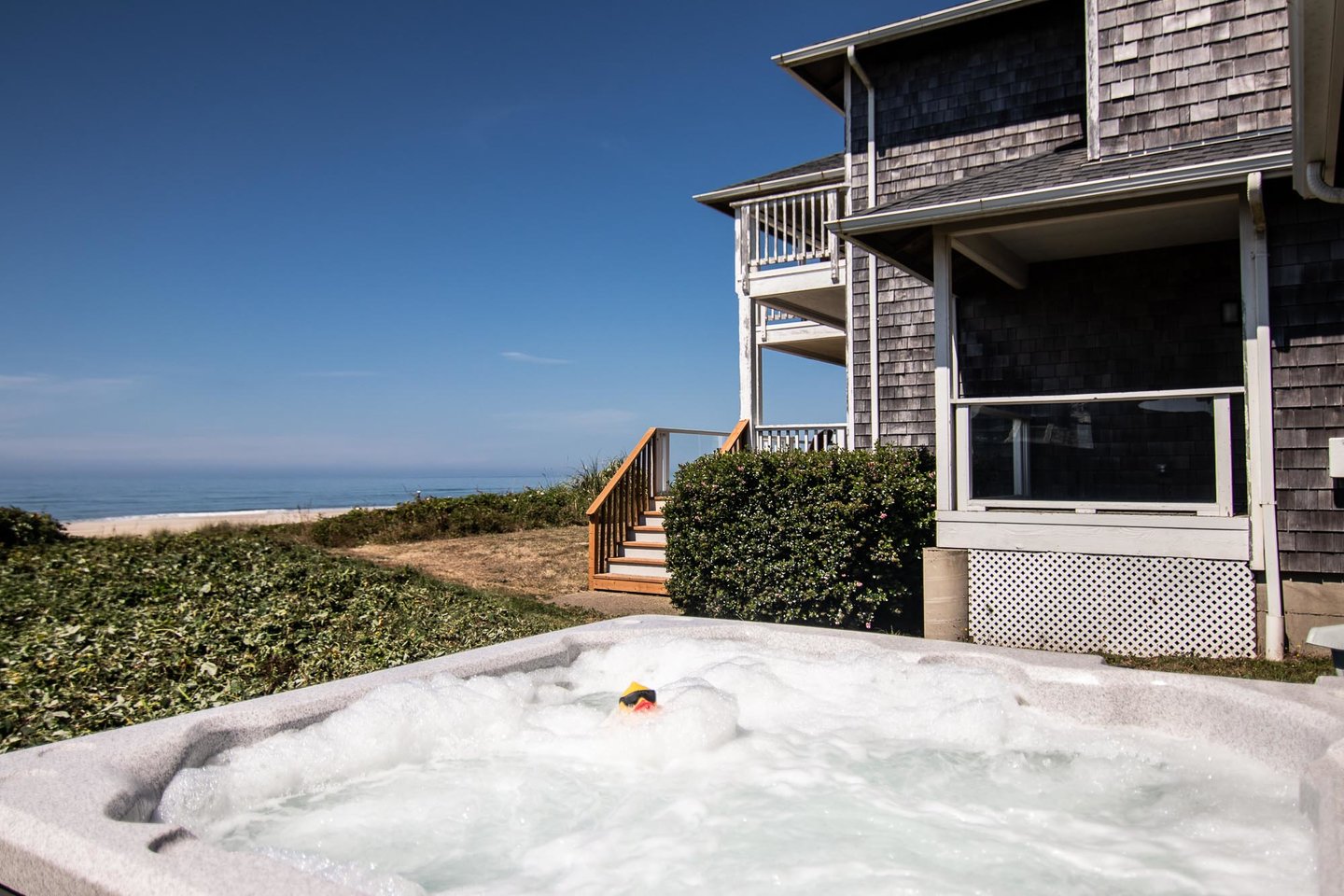 Relax in the oceanfront hot tub!