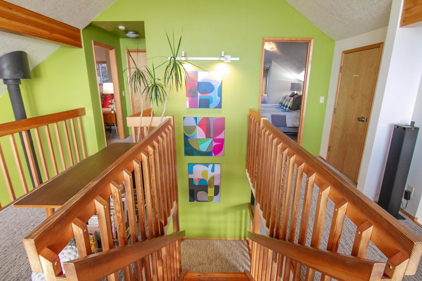 Find two more bedrooms and a second living area on the second floor.