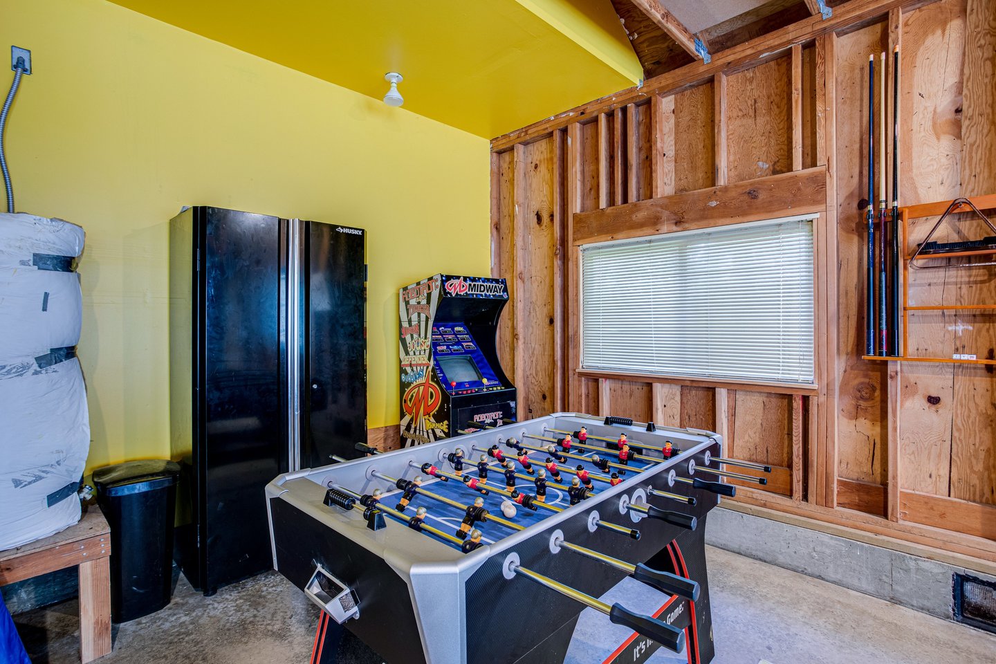 Get ready for some old-school video arcade or foosball fun.