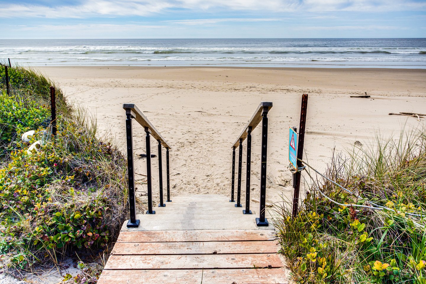 Private beach access in front of the house.
