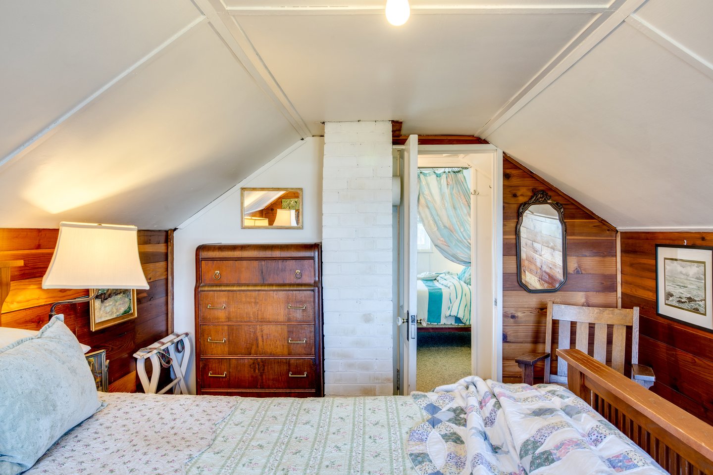 Curl up and relax in the upstairs bedroom.