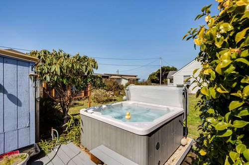 Hot tub in the backyard.