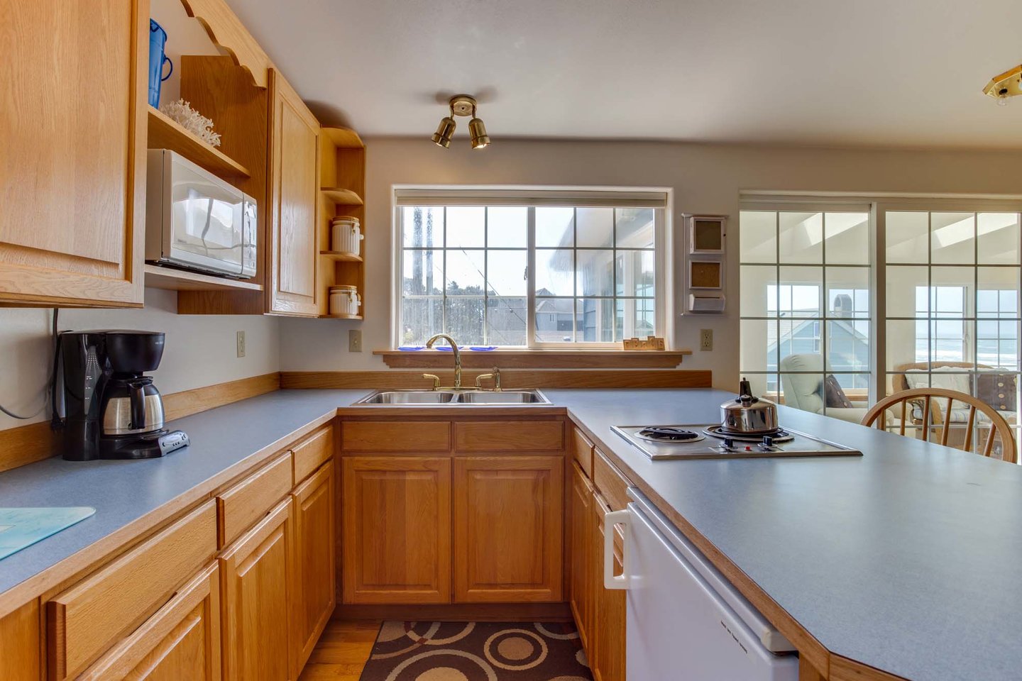 Apartment kitchen is great for morning coffee or a late night snack!
