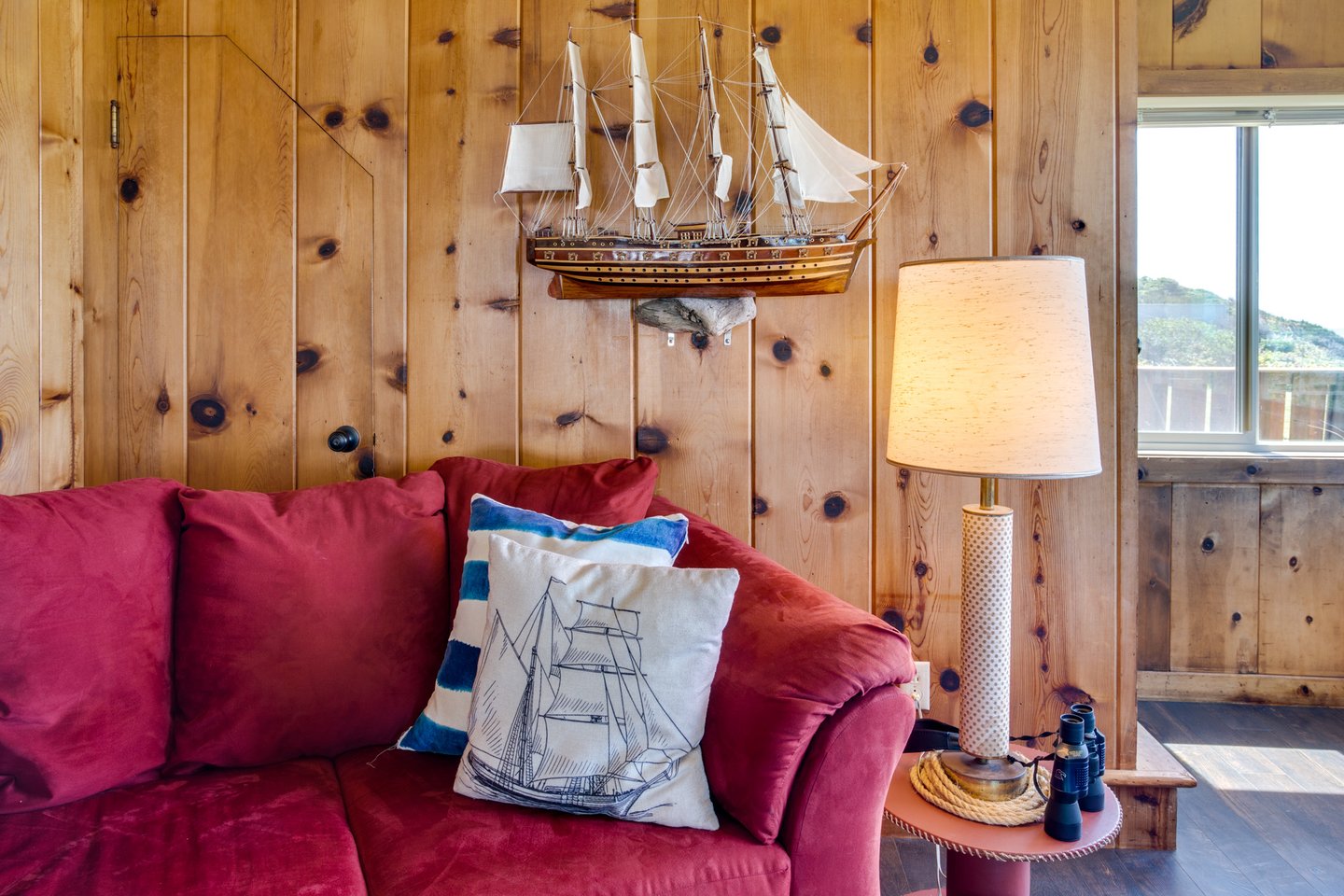 Colorful decor and nautical whimsy.