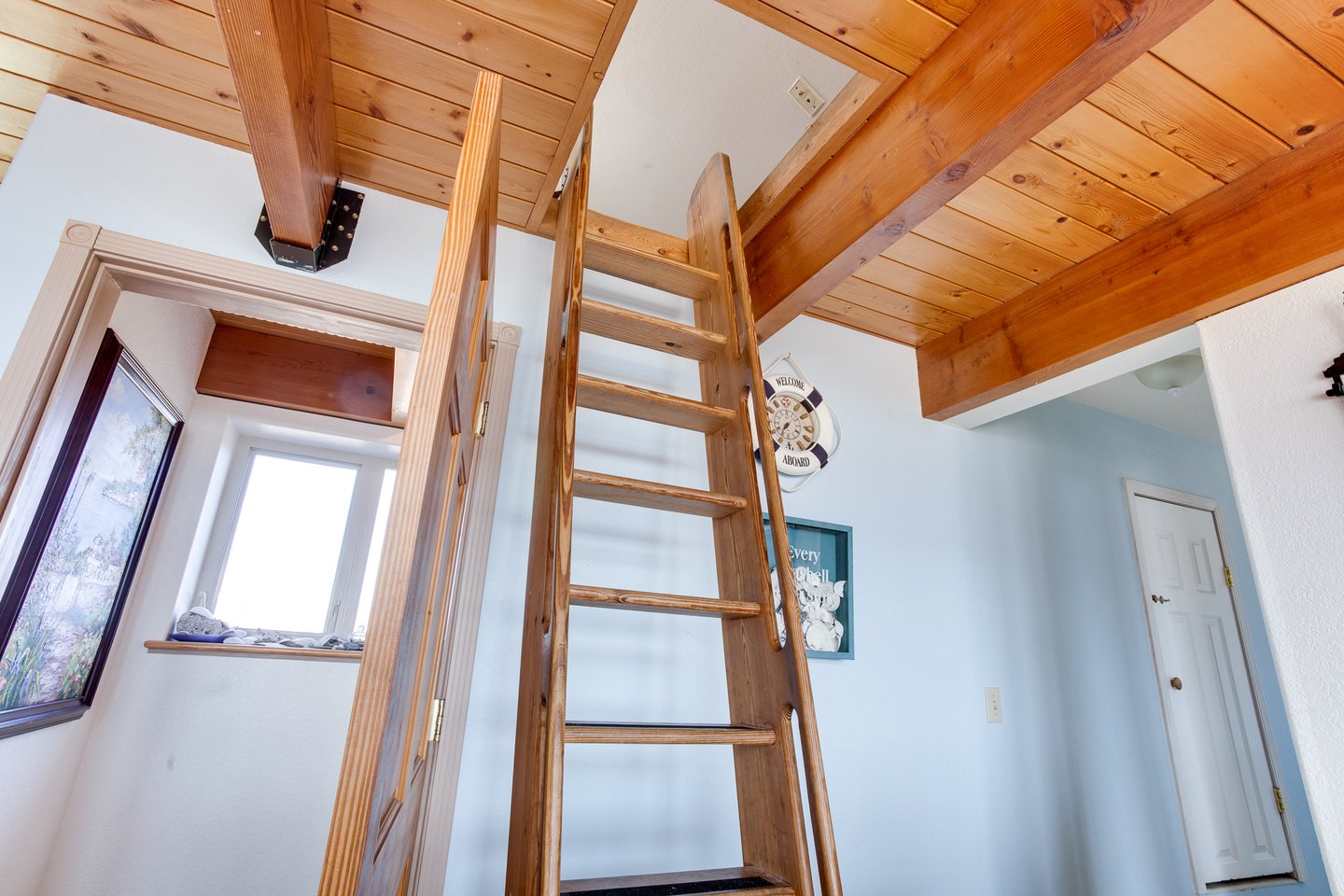 Climb up to the loft and escape the adults!