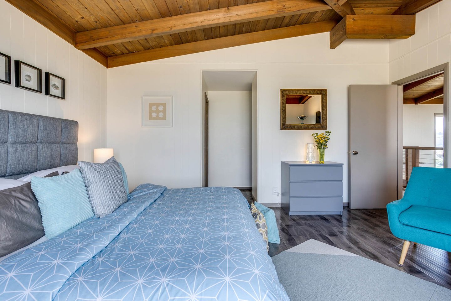 The primary bedroom has a beautiful ensuite bath.
