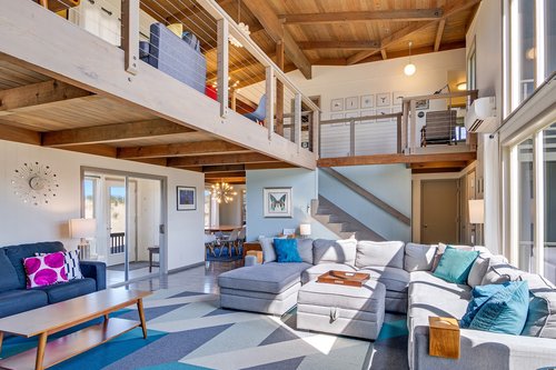 The open floor plan connects the entire family.