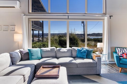 Views of the Alsea Bay from the living room.