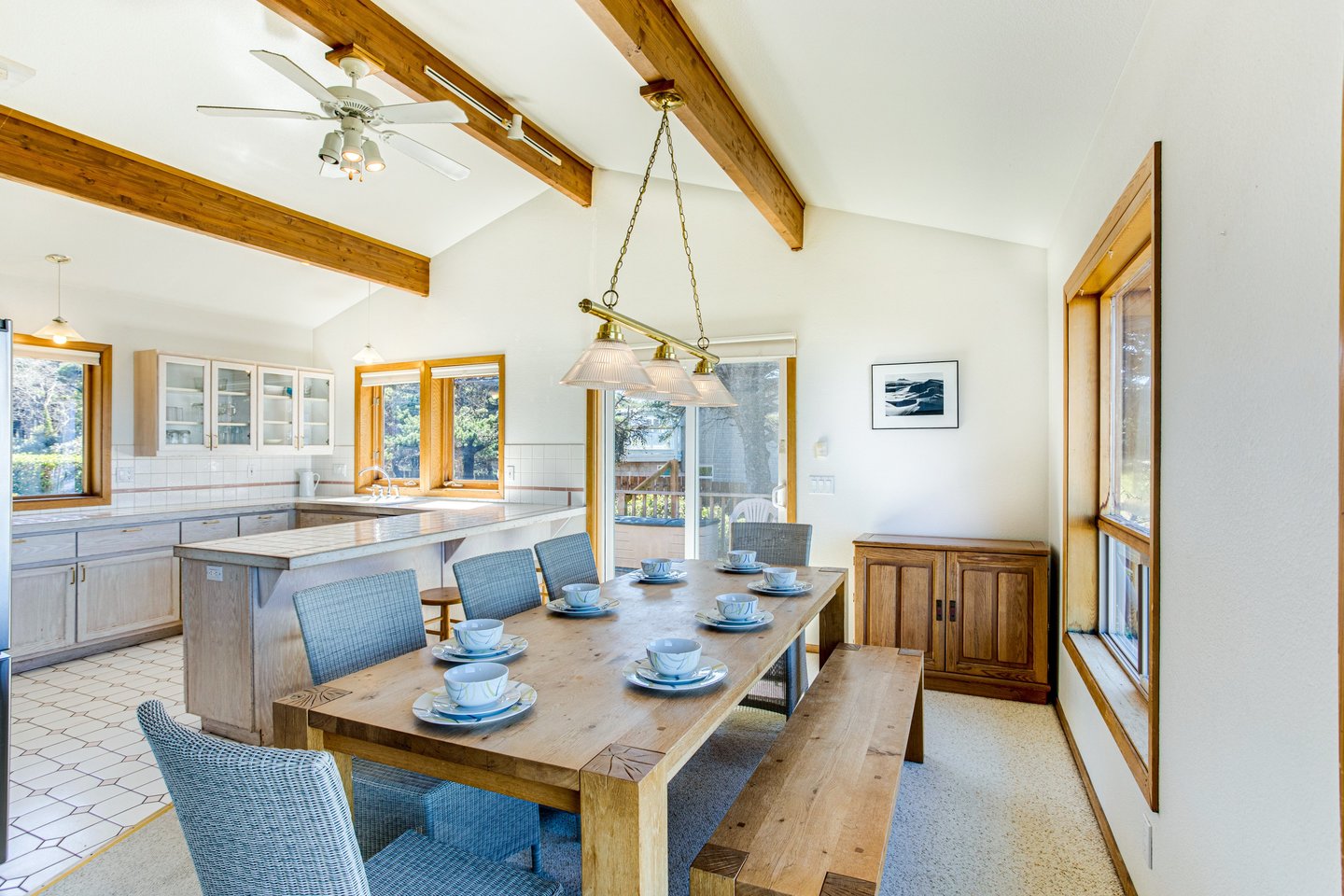Dining room table with seating for everyone.