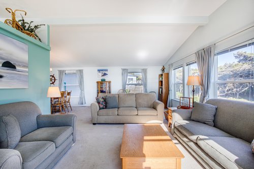 Large windows and colorful walls bring in the sunshine.