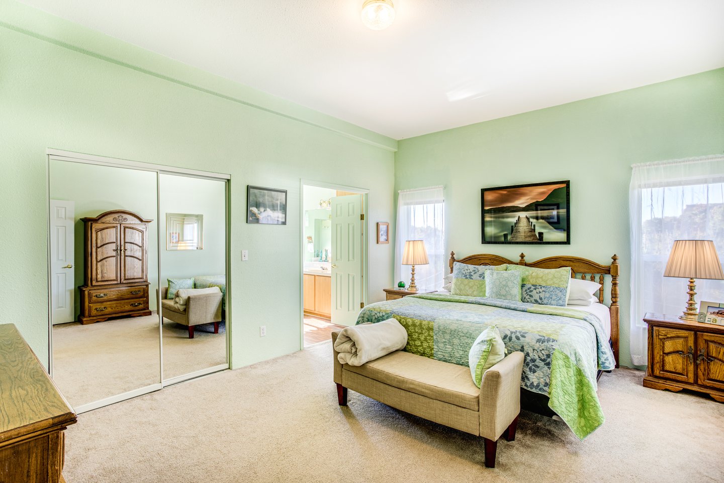 Large master bedroom has plenty of space.