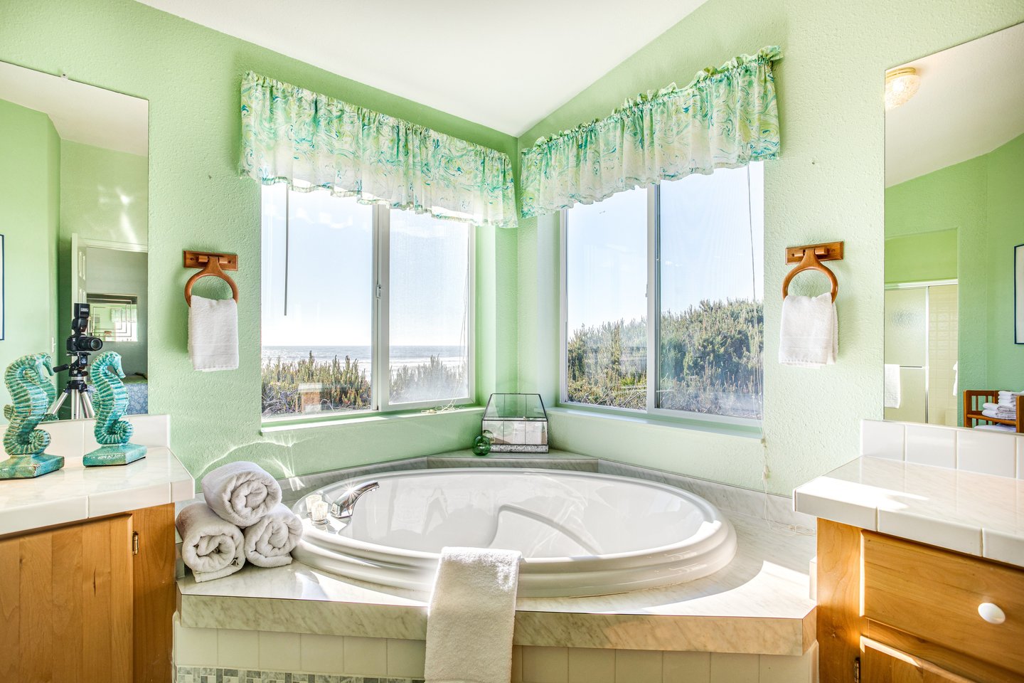 Soaking tub in master bath, privacy and a view.