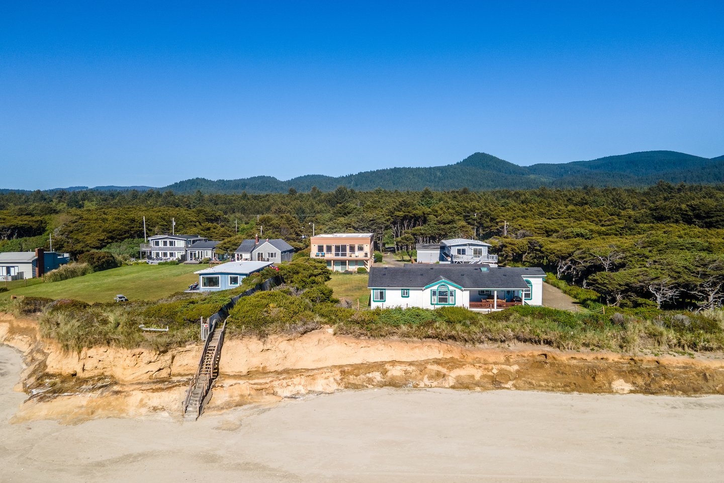 Sunset Beach house is on a bluff and ocean front!