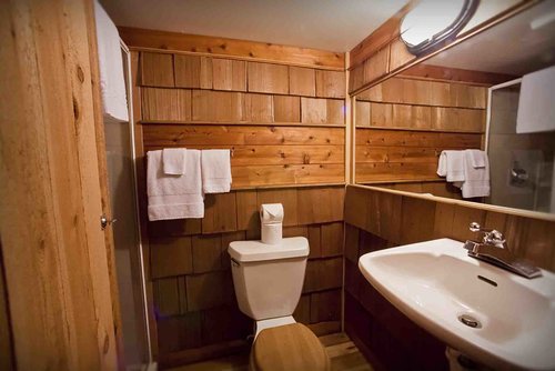Cozy bath in garage below the loft bedroom.