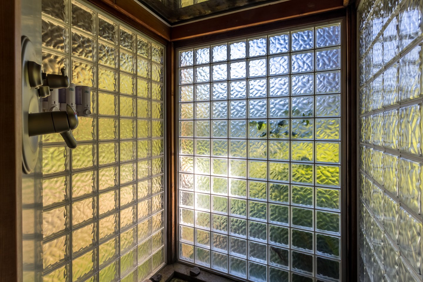 This tranquil glass shower is waiting for you.