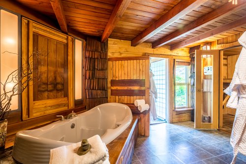The spa bathroom will give anyone a zen experience.