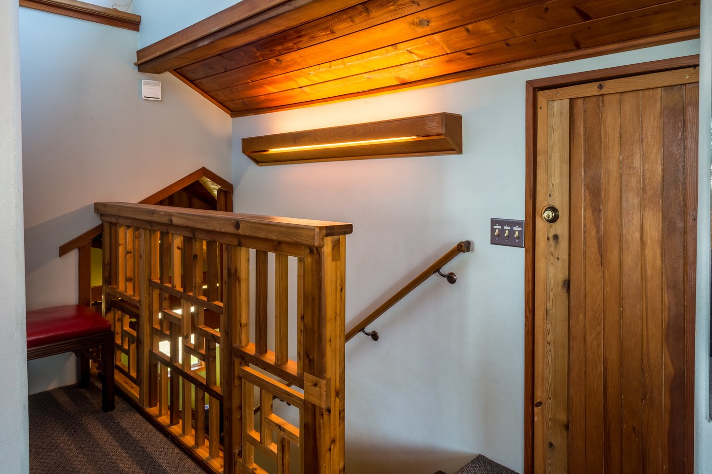 Stairs lead you to the relaxing master.