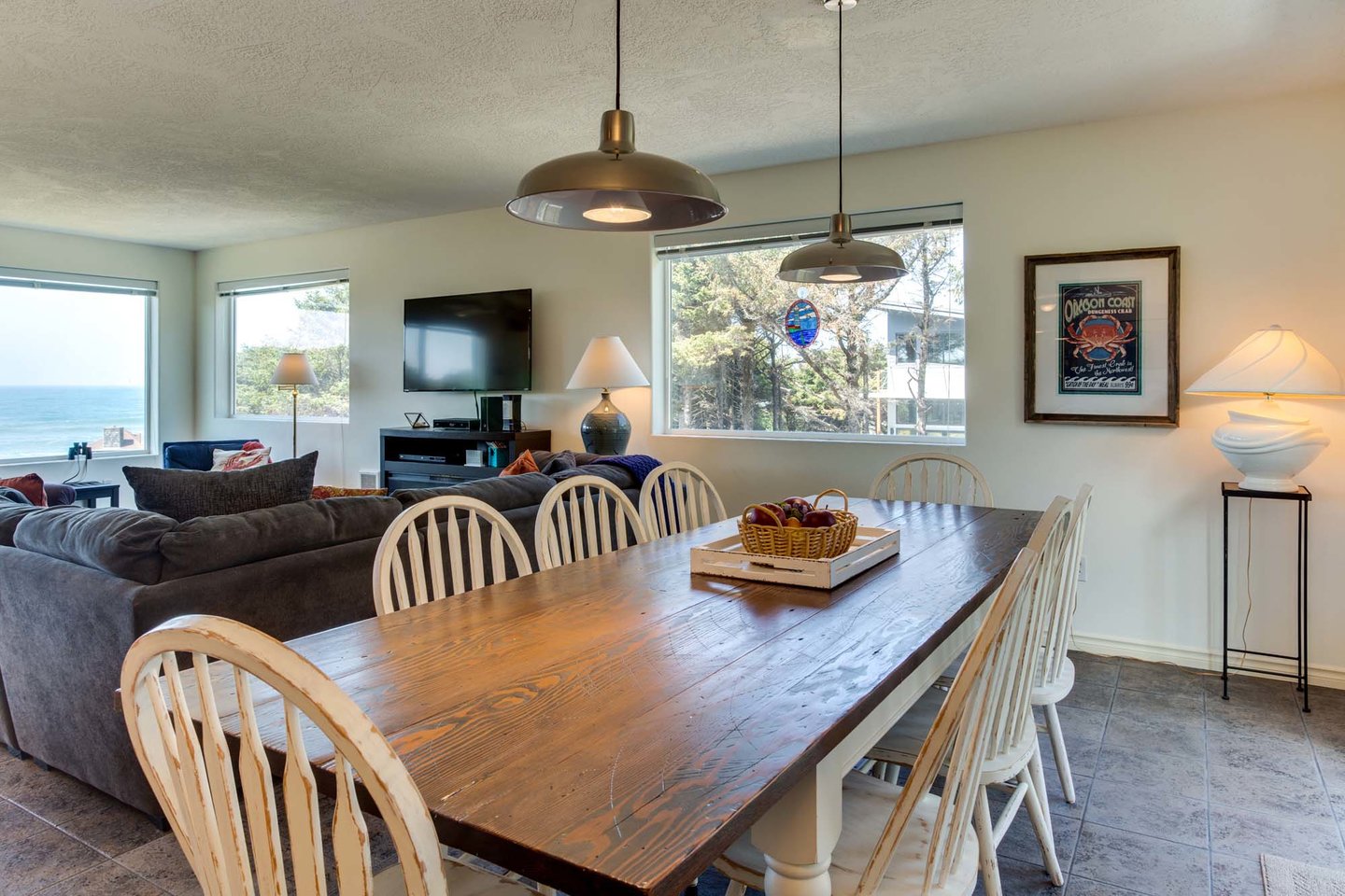 Enjoy wrap around views of treetops and crashing waves wherever you might gaze.