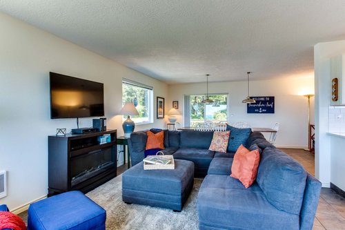 Large HDTV in the home perfect for watching the big game or blockbuster movie.