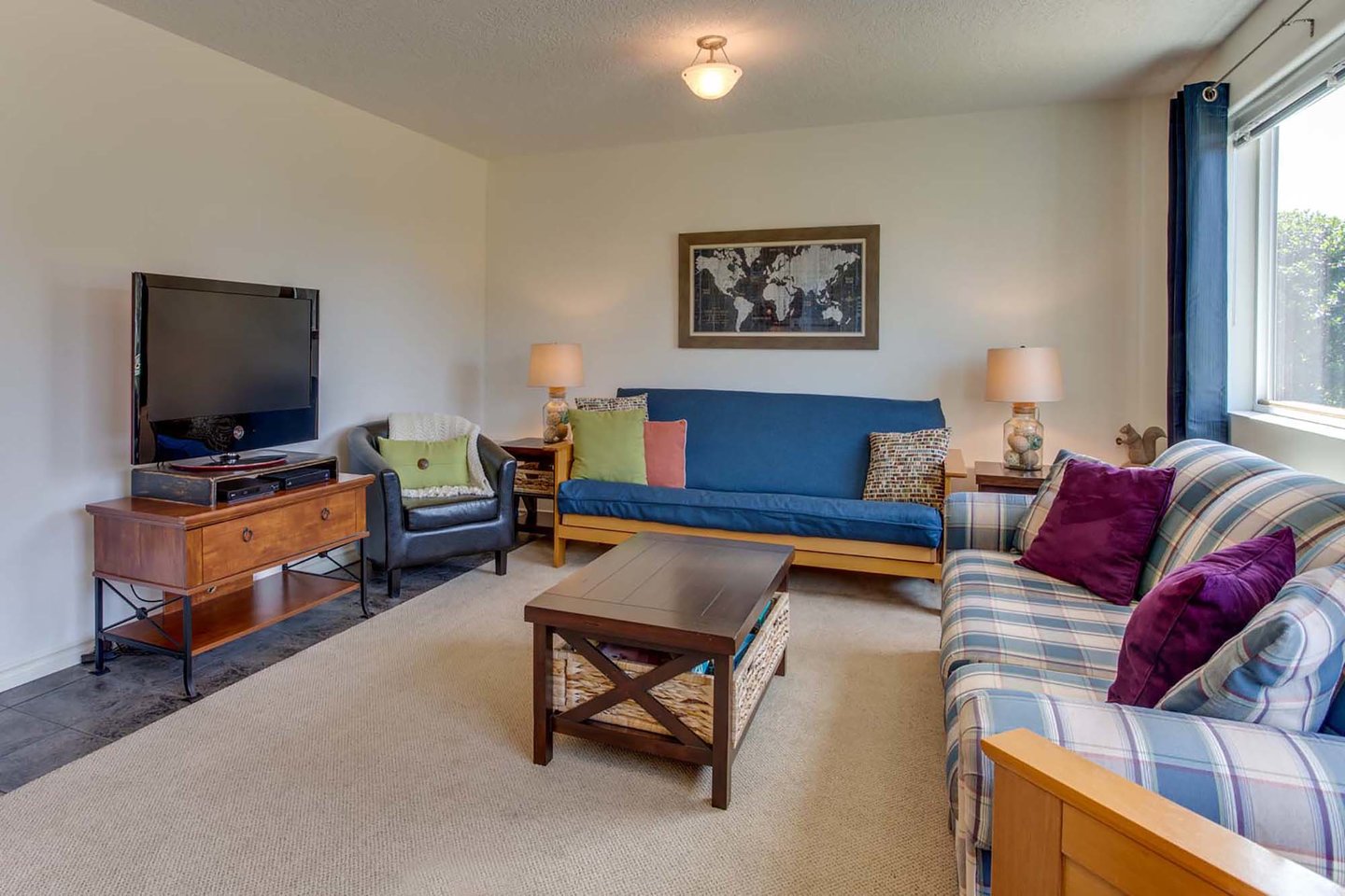 Another HDTV to watch the big game and comfortable seating.