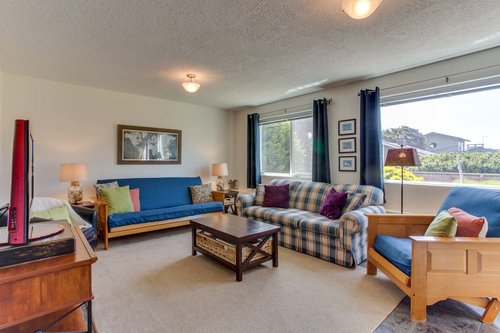 The family room downstairs has extra space for the family.