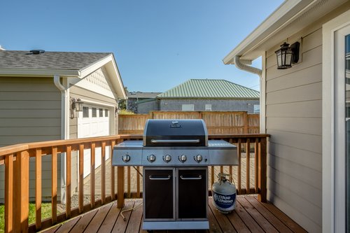The gas grill waits for the catch of the day.
