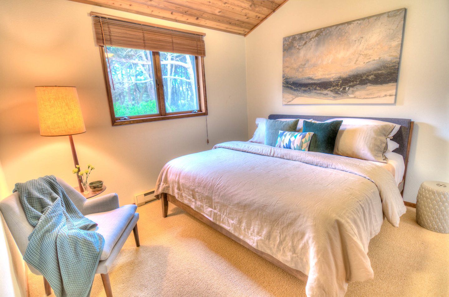 Relax in this king bed after a long day of beach combing!