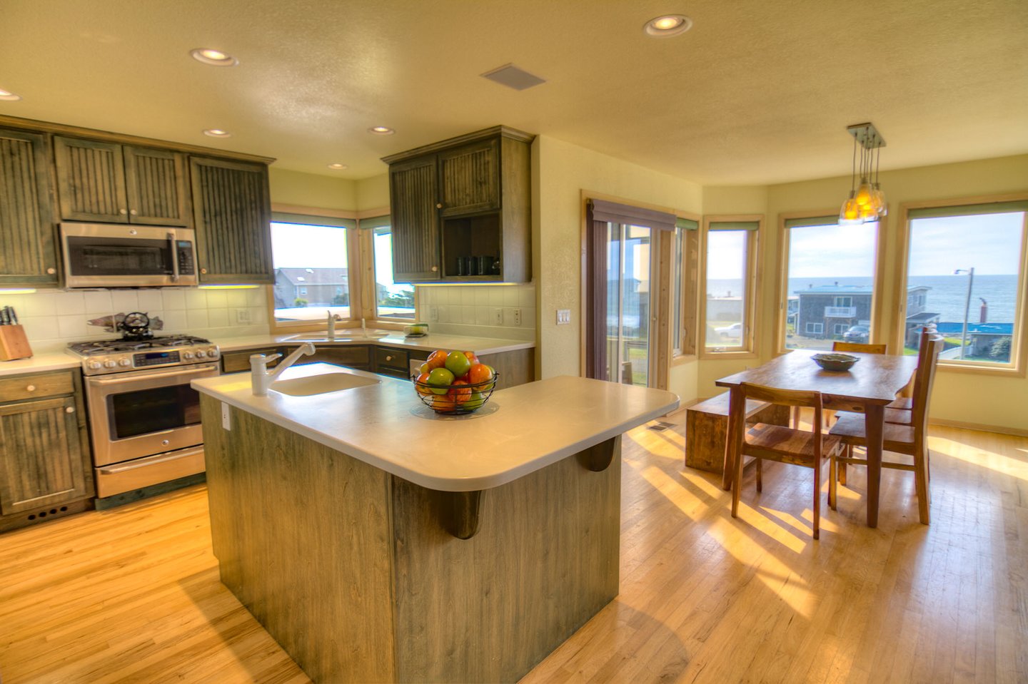 Plenty of space in the kitchen to cook up some family meals and enjoy the views from the dining room.