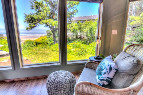 Comfy chair to watch the creek and ocean from.
