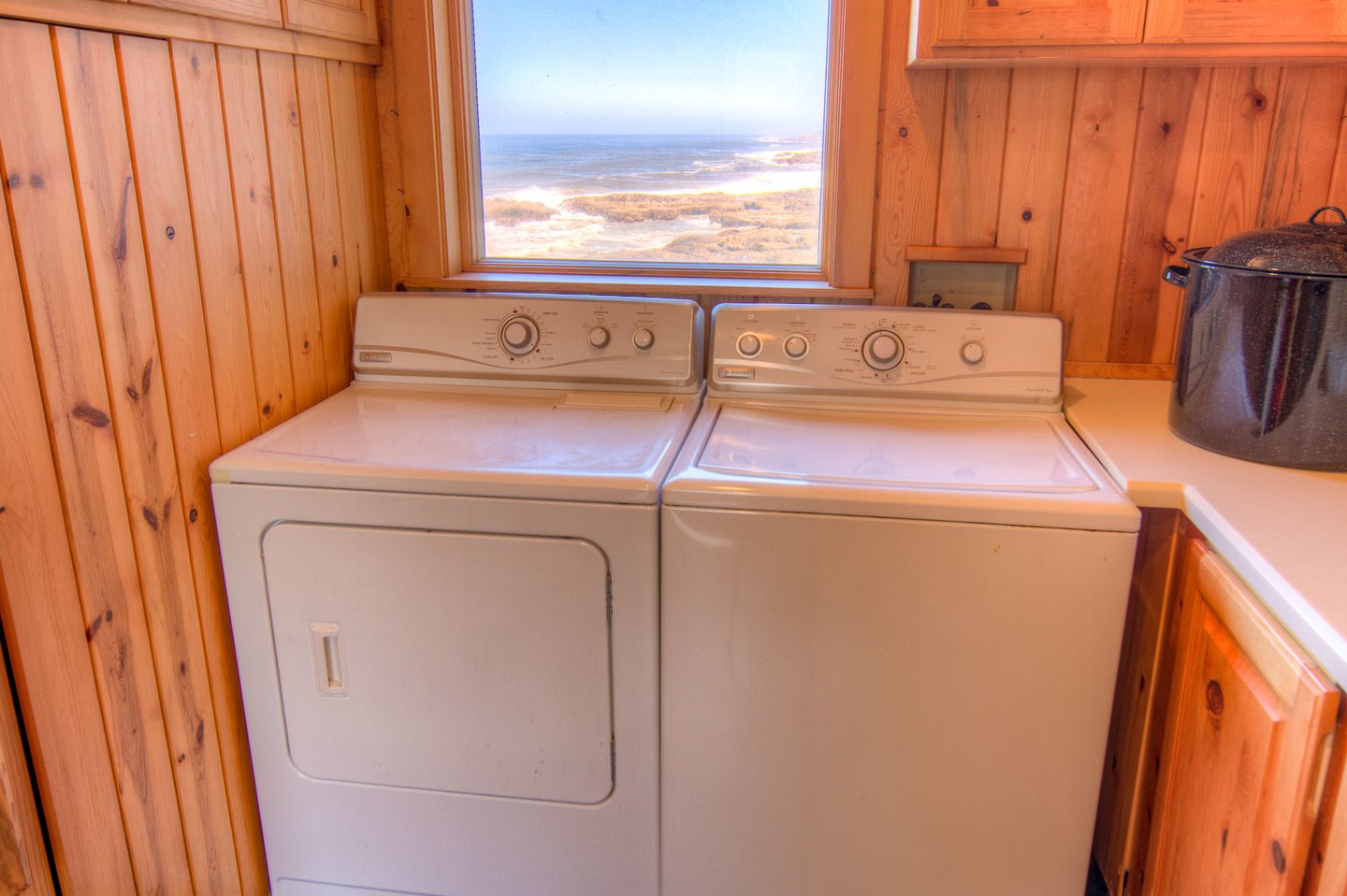 Washer and dryer in the laundry room.