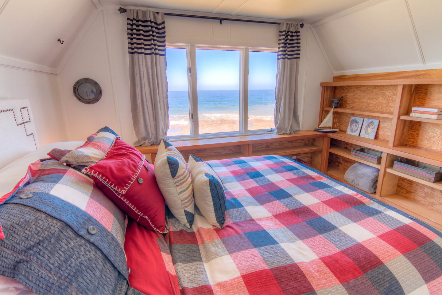 This second cozy upstairs bedroom has wonderful ocean views.
