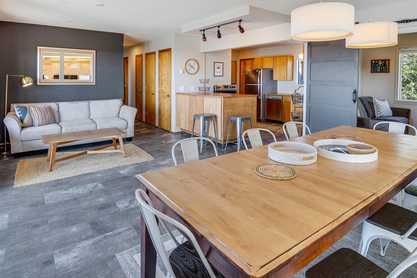 There's an easy open flow from the dining room to the kitchen.