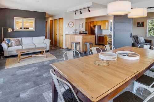There's an easy open flow from the dining room to the kitchen.