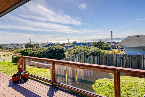 The deck allows for expansive ocean views.