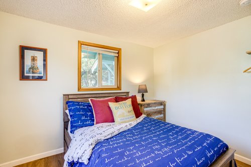 The third bedroom is off of the billiards room is a full bed with a twin trundle pull out. Perfect for kids!