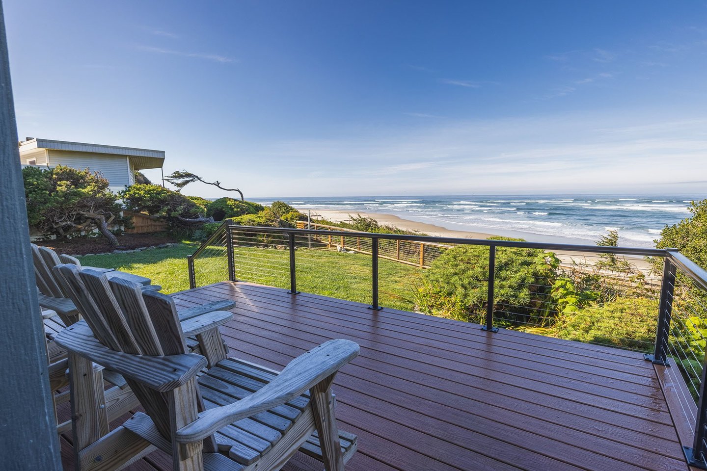 Views from the deck of the ocean and Alsea Bay