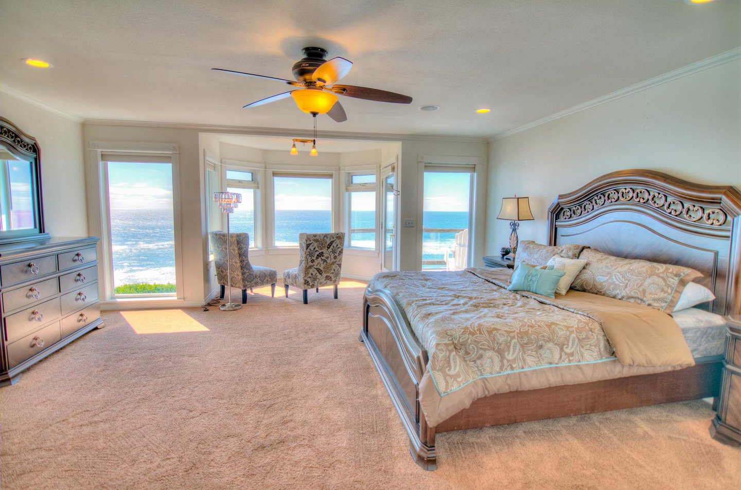 Second Floor Primary Bedroom with sweeping views of the ocean.