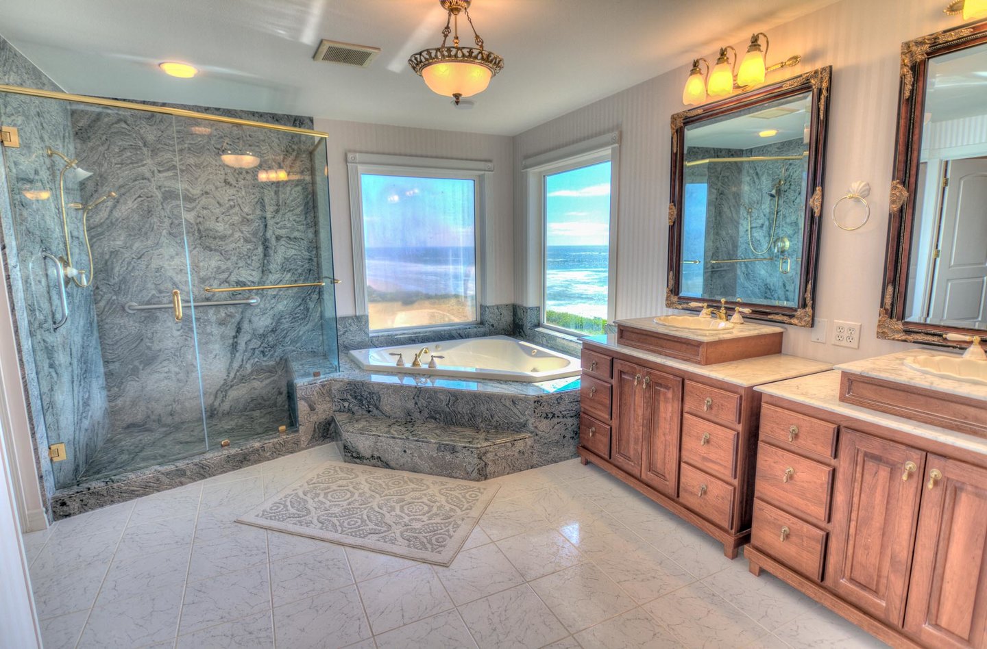 Second Floor Primary Bathroom Ensuite with jetted tub and walk in shower.