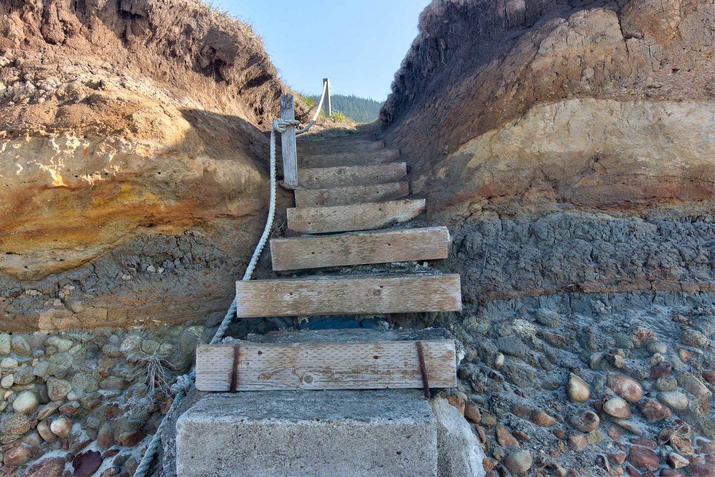 The stairs down to the beach give you great access to looking for shells and agates.