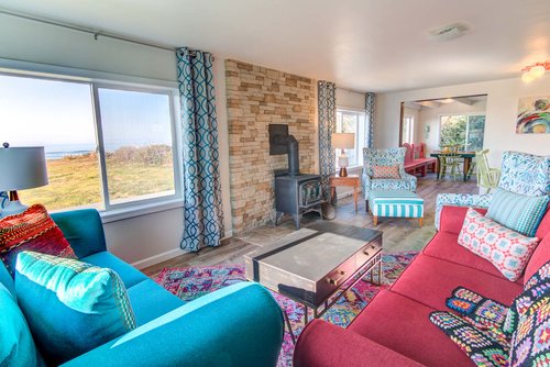Cozy and comfortable living space with ocean views.