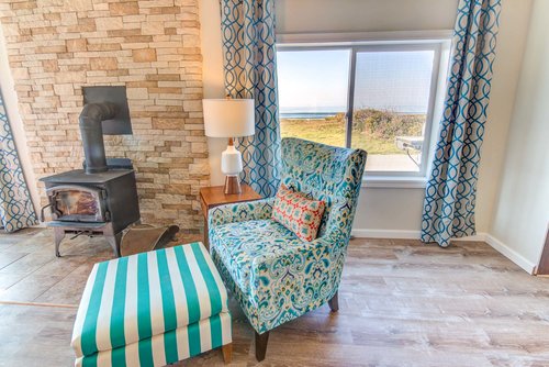 Cozy up to the wood burning stove with a good book!