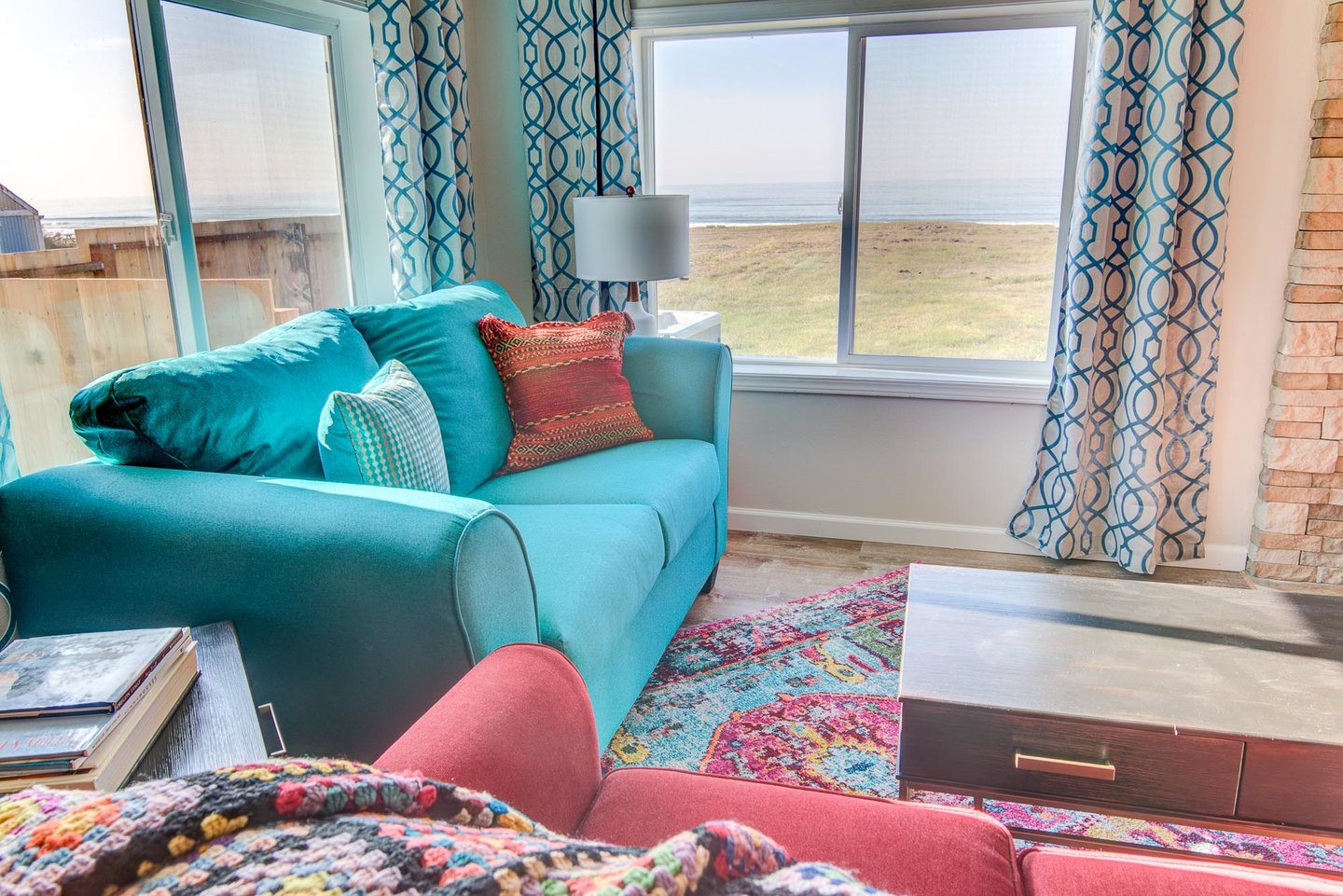 Relax and enjoy the ocean views from the living room.