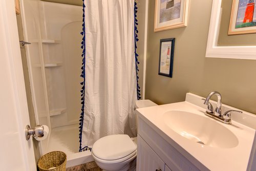 Downstairs is a full bathroom.