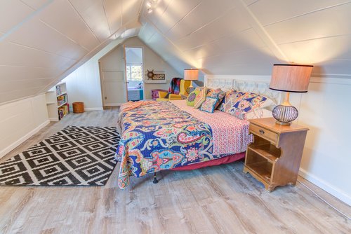 Split the king in to twins and you have a perfect hang out for kids to watch television.